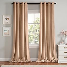 MIULEE Velvet Curtains Blush Beige Elegant Grommet Thermal Insulated Soundproof Room Darkening Curtains/Drapes for Classical Living Room Bedroom Decor 52 x 96 Inch Set of 2