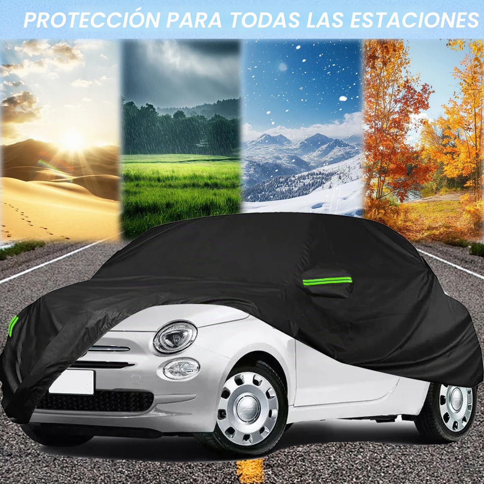 Cubierta Impermeable de Repuesto para FIAT 500/500C/500E/Abarth 2007-2024, Cubierta Impermeable de protección Solar, Cubierta de Coche Completa para la Lluvia Sol Polvo Protección UV