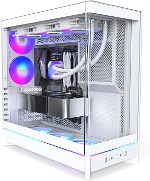 MONTECH HS02 PRO, ATX Mid-Tower PC Kasası, Oyun Bilgisayarı, Yüksek Hava Akışı, Ters Çevrilebilir Düzen, Sağlam Kavisli Temperli Cam Ön Panel, 5x ARGB PWM Fan Önceden Yüklenmiş, Gömme Tasarım, Aletsiz