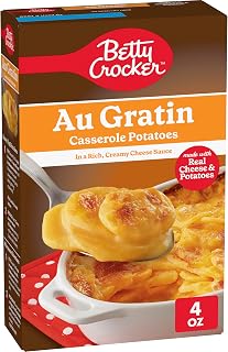Betty Crocker Au Gratin Potatoes with Real Cheese, 4 oz Box - Quick Creamy Side for 4 Servings