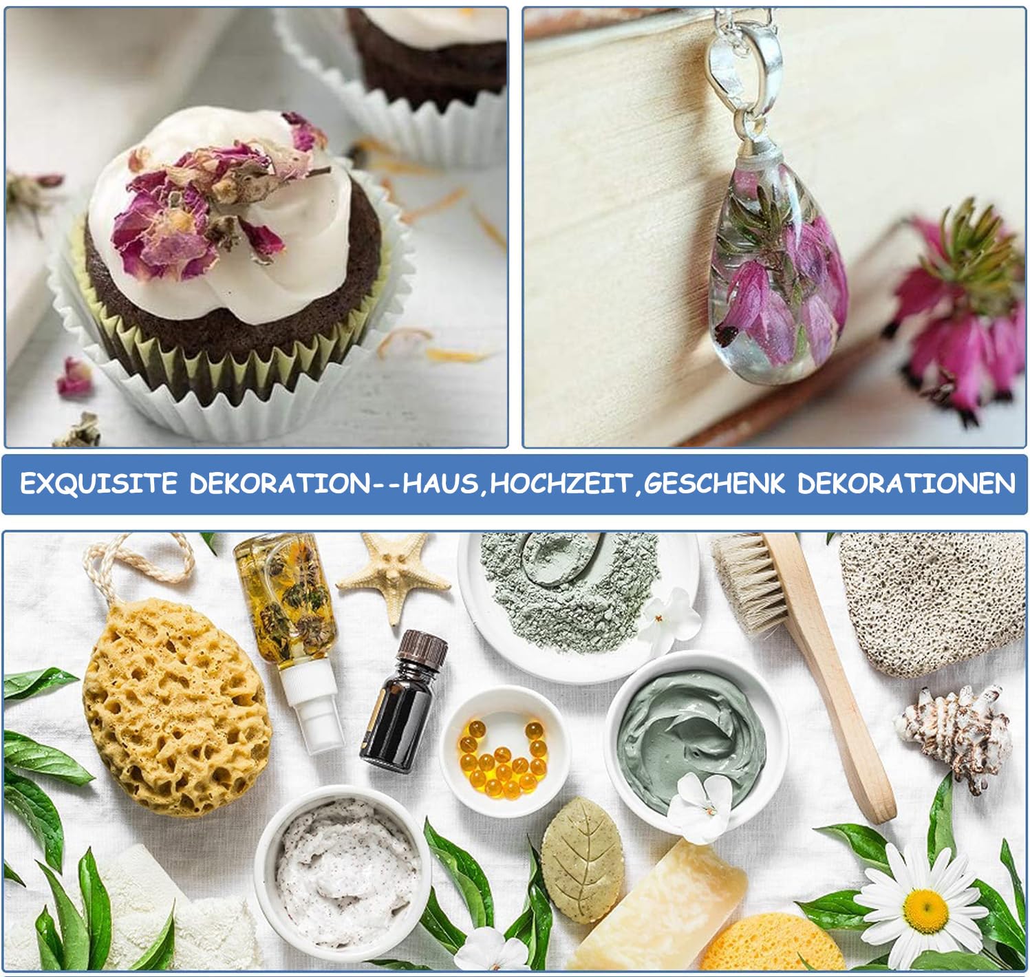 60 Paquets d'espèces de Fleurs pour Le Savon Fleurs séchées Pétales séchés Herbes Kit Lavande Rose Lily Jasmin N'oublie Pas pour Bricolage Artisanat Résine Bain Bombes Savon Bougie Faire.