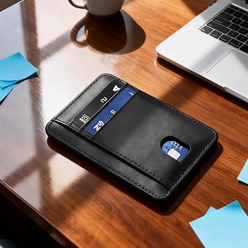 Slim Wallet for Men, Credit Card Holder Wallet RFID Blocking Front Pocket Leather Wallets for Men Women Gift Box,front pocket wallet (black)