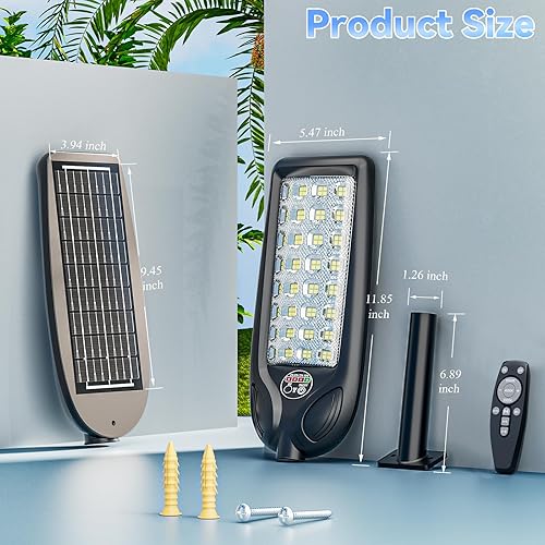 Miniatura 9 de Farola solar para exteriores, 3 temperaturas de color, impermeable, 30000 lúmenes, luces LED de seguridad de inundación alimentadas por energía