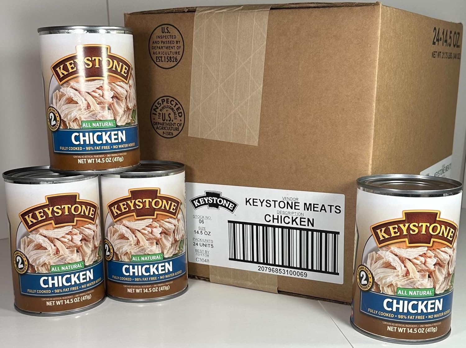 Keystone All Natural Premium Canned Chicken 14.5 Oz Fully