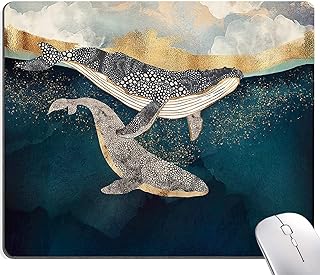 Whale Mouse Pad, Animals Art Mouse Pads, Mouse Mat Square Waterproof Mouse Pad Non-Slip Rubber Base MousePads for Office Home Laptop, 9.5"x7.9"x0.12" Inch
