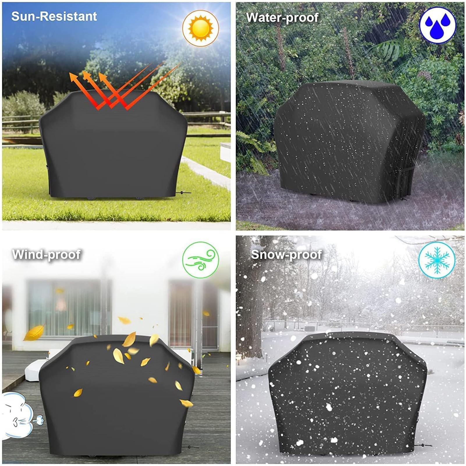 Funda para Barbacoa, Cubierta BBQ De Parrilla 420D Impermeable, Funda Barbacoa Exterior Anti-Viento Resistente Al Desgarro, Fundas Protectora para Barbacoa (165 x 61 x 111cm)