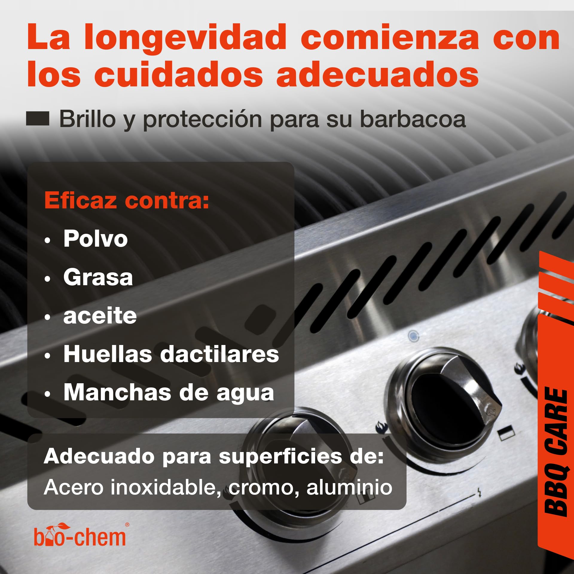 bio-chem Limpiador hornos y barbacoas de acero inoxidable, 10L | Producto en spray limpiador para parrillas, hornos, planchas, cocinas y freidoras - Limpieza del acero inoxidable