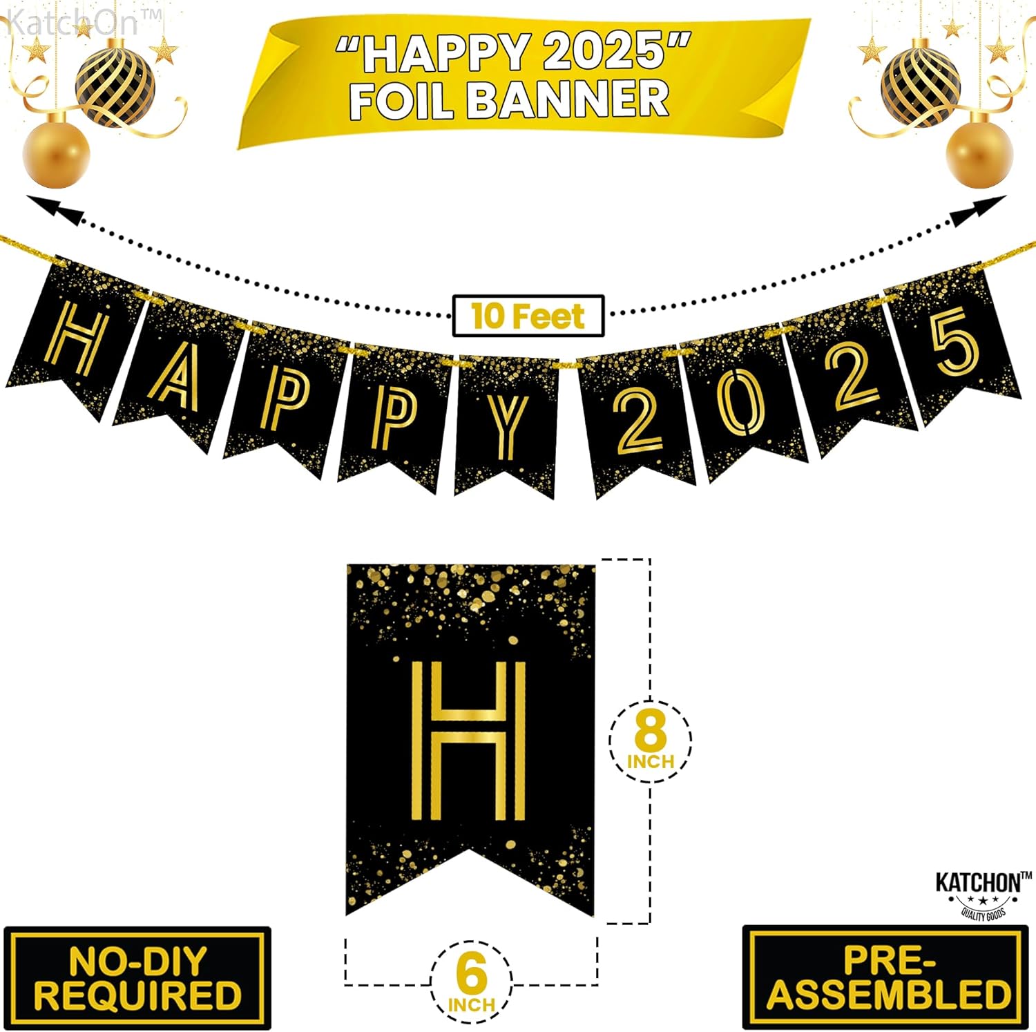 KatchOn, New Years Eve Plates and Napkins - 68 Pieces, Serve 16 | New Year 2025 Banner - 8 Feet, No DIY | New Year Plates and Napkins, New Years Decorations 2025 | New Years Eve Party Supplies 2025