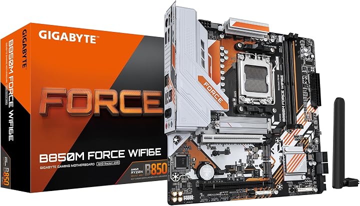 GIGABYTE B850M FORCE WIFI6E LGA1851 DDR5 7600MHz(OC) PCIe 5.0 Çift M.2 NVMe WiFi 6E 2.5GbE LAN mATX Anakart