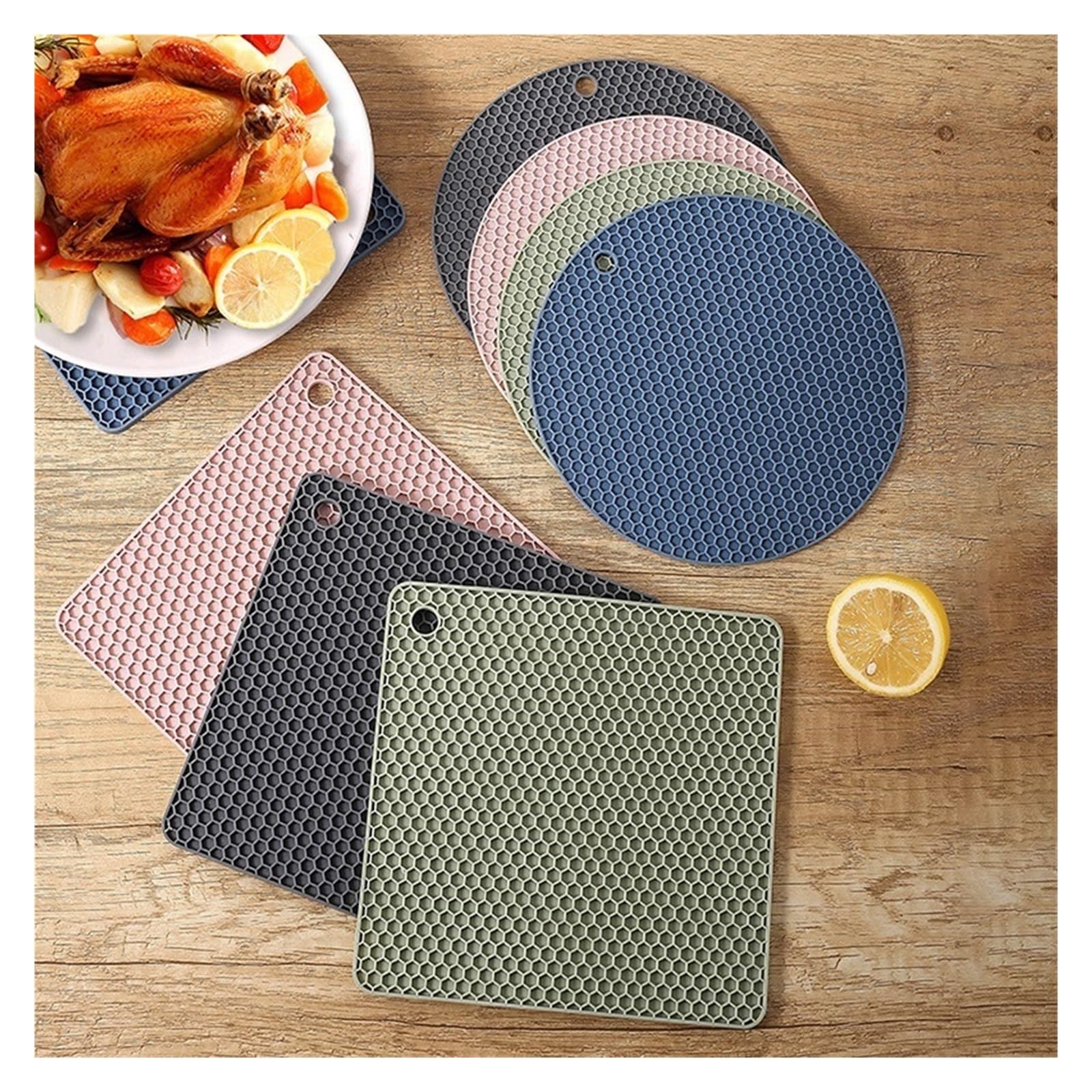 2/4 Szt. Żaroodporna Mata Silikonowa Podstawki Pod Kubki Podkładki Antypoślizgowe Uchwyt Na Garnek Podkładka Stół Akcesoria Kuchenne(4pcs Square)