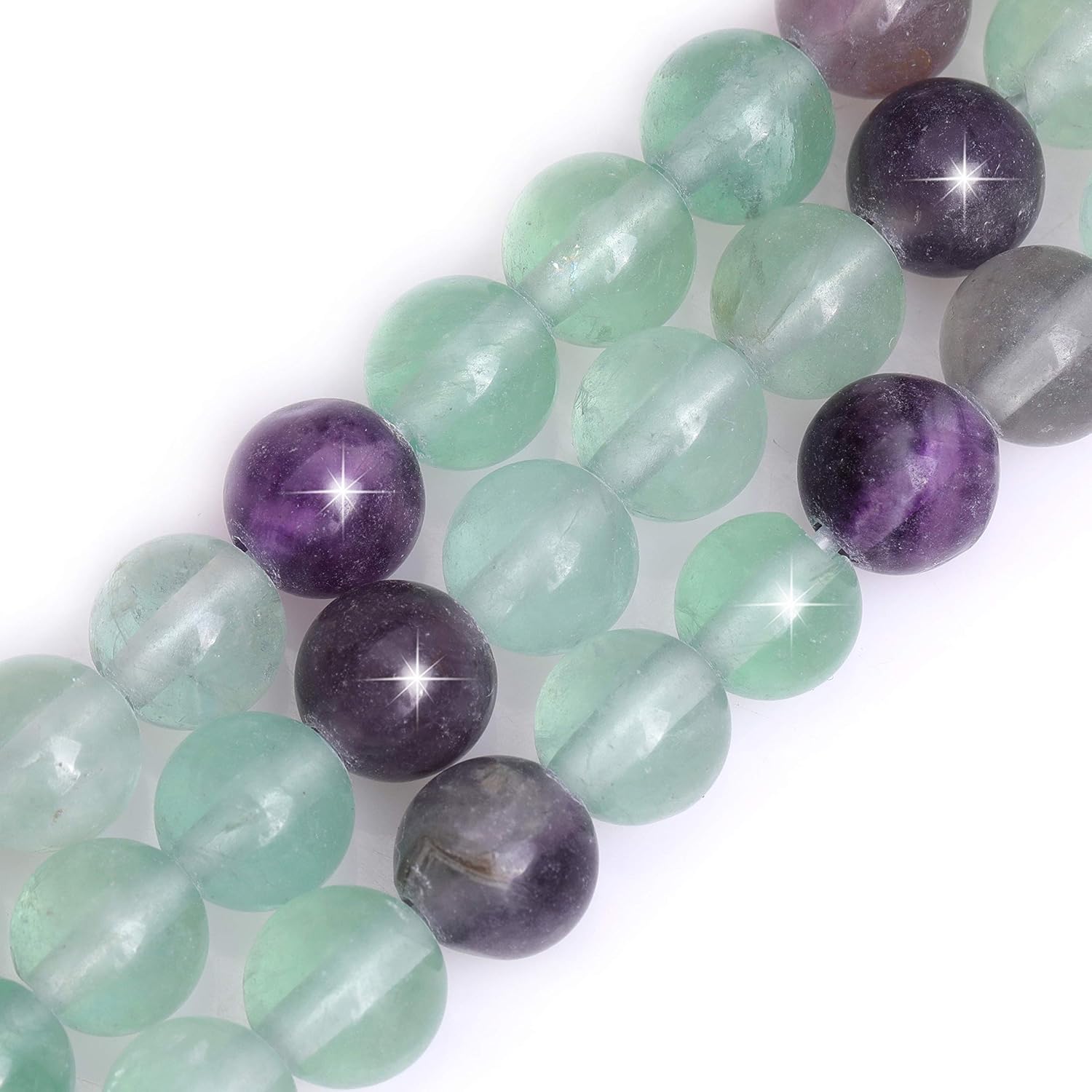 Natural Fluorite Quartz Crystal Gemstone Semi Precious Round 10mm Loose Beads for Jewellery Making DIY Bracelet Necklace Crafts 15''