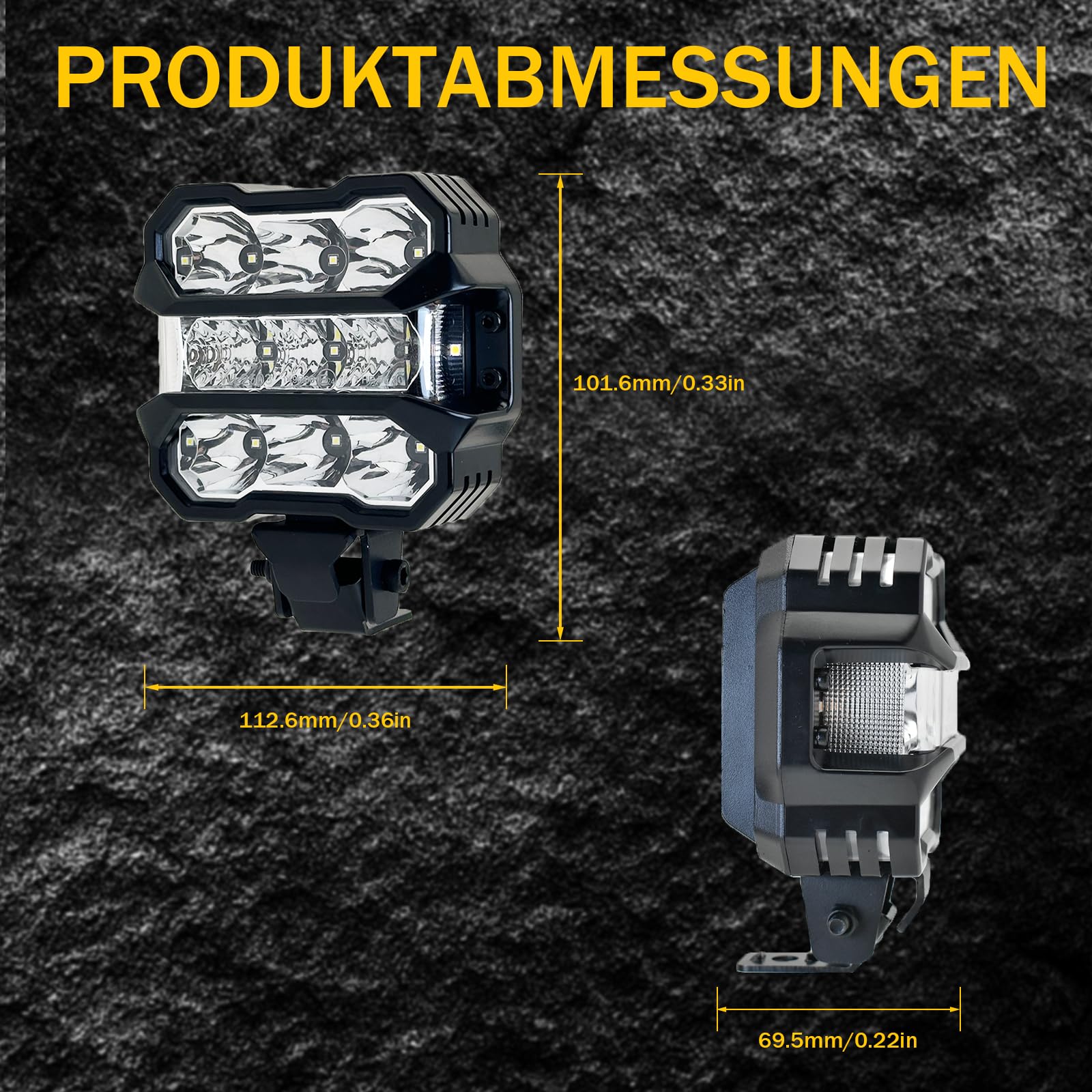 paar 4,5 Zoll LED Offroad Scheinwerfer mit Amber DRL E Geprüft, Zusatzscheinwerfer Auto, Arbeitsscheinwerfer mit Drahtbaum, für Jeep SUV Pickup ATV UTV RZR Boote Motorräder Plug & Play