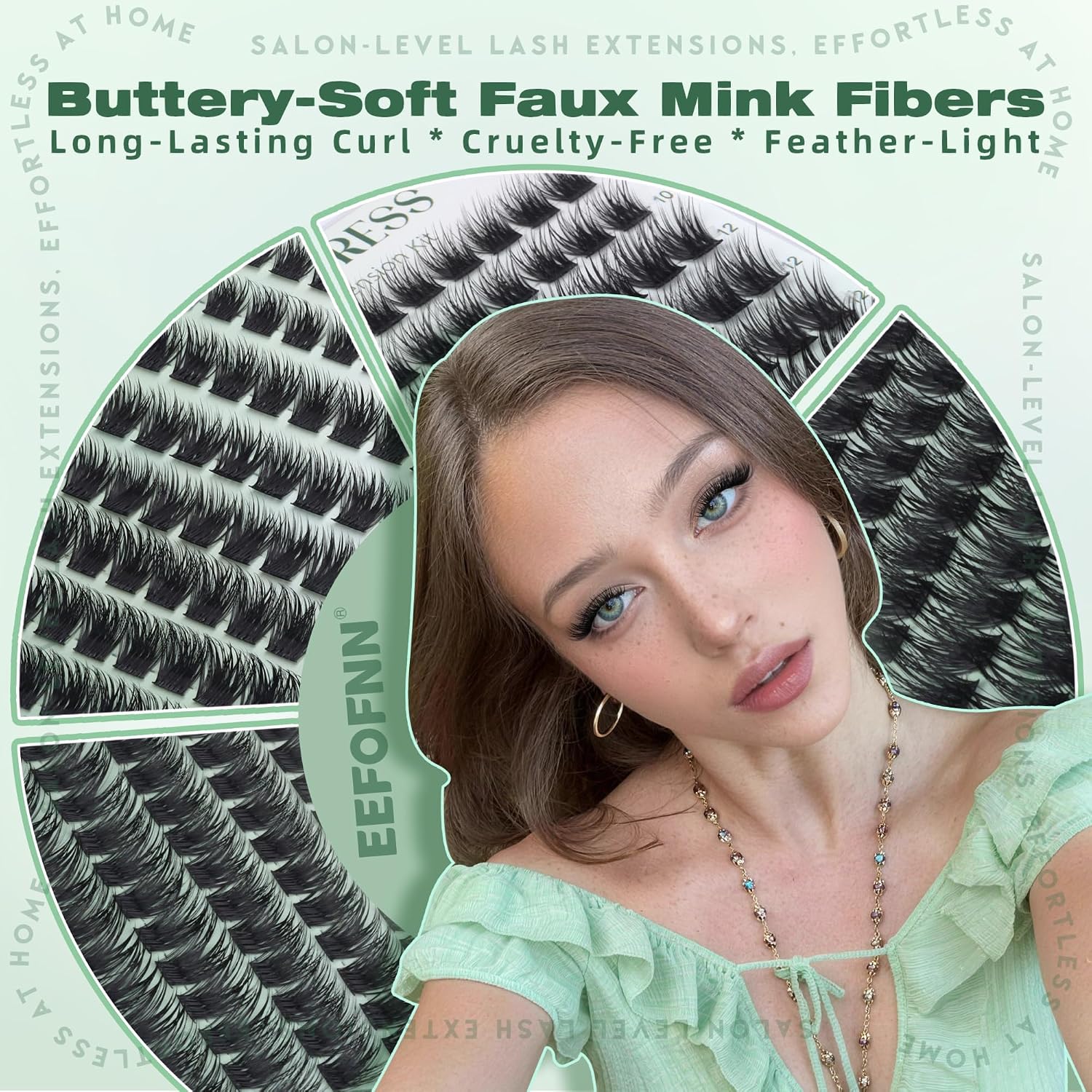 Enchantress Lash Clusters Kit Volume Eyelash Clusters D Curl Cluster Eyelash Extensions Fluffy Lashes Clusters 10-18mm Lash Extension Kit with Waterproof Lash Bond and Seal, Tweezers