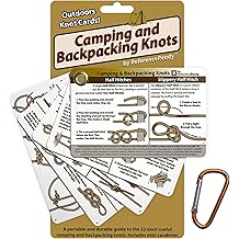 Outdoor Knots Pocket Guide - Waterproof Knot Tying Cards with Mini Carabiner, 22 Rope Knots for Camping, Backpacking, Scouting and Bushcraft