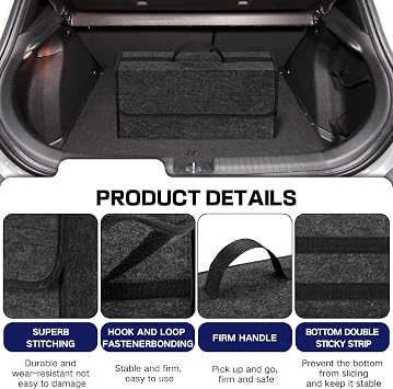Car Boot Organiser Bag, Foldable Car Boot Organiser Storage with Lid (1Pc)