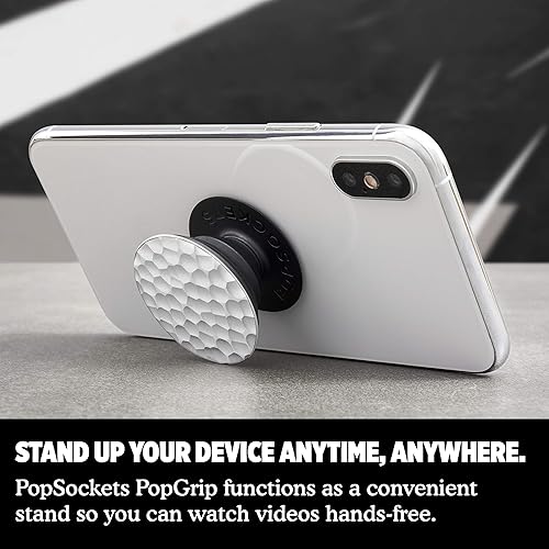 Miniatura 7 de PopSockets: PopGrip - Soporte extensible y agarre con tapa intercambiable para teléfonos y tabletas, metal martillado plateado