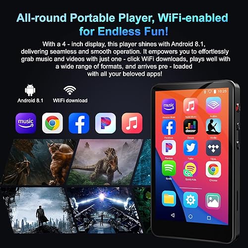 Miniatura 2 de Reproductor de MP3 de 144 GB con Bluetooth y WiFi, pantalla táctil completa HD de 4 pulgadas MP3 y reproductor de música MP4 con Spotify, Libby,