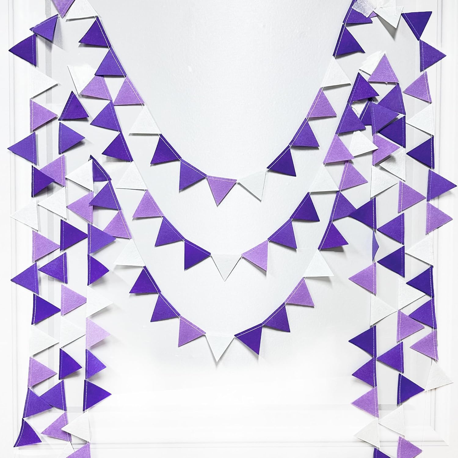 Purple Party Decorations Ombre Lavender Felt Hanging Triangle Mini Bunting Pennant Banner Flag for Birthday Wedding Baby Shower Bridal Shower Engagement Lilac Violet Party Classroom Nursery Decor - Image 5