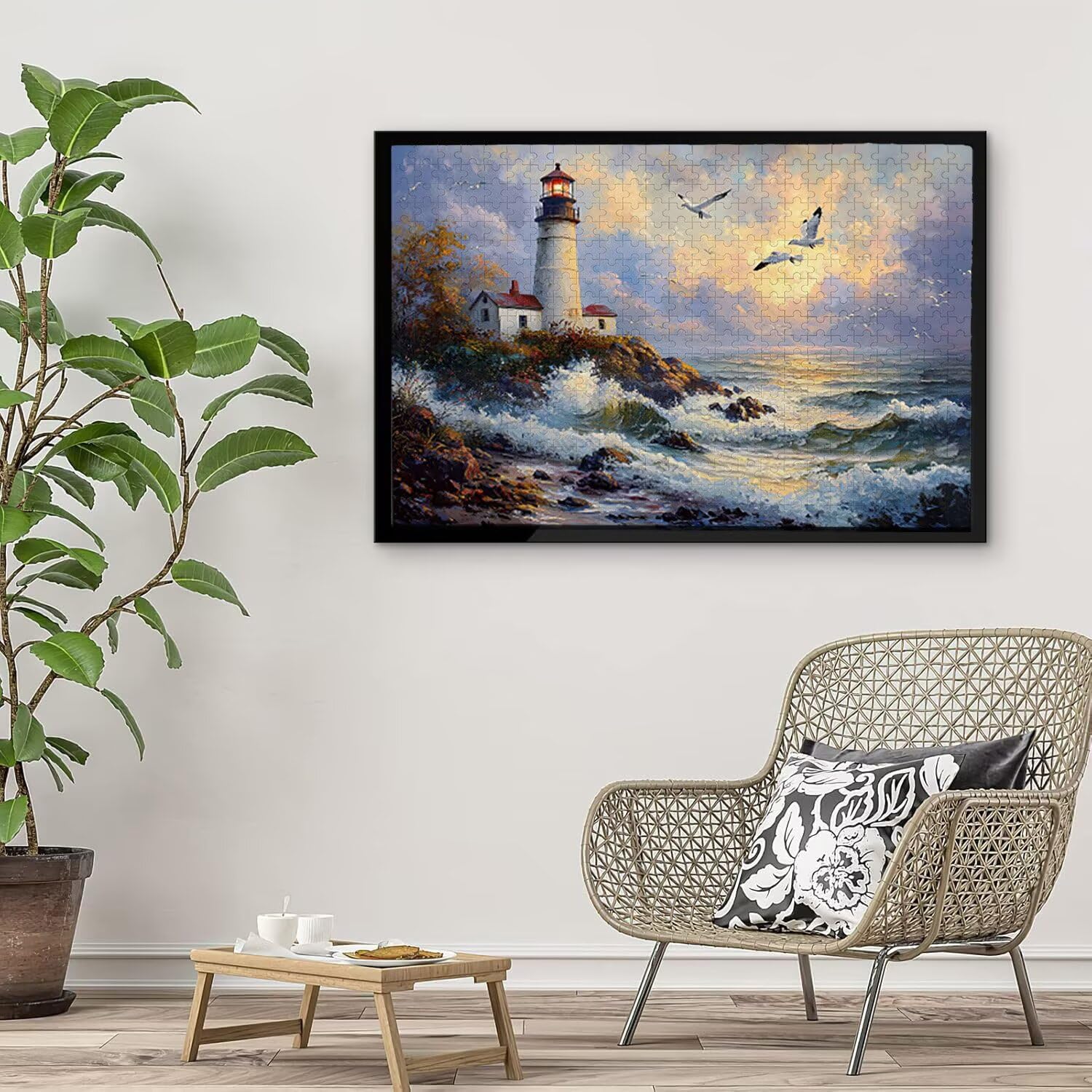 Puzzle para Adultos 3000 Piezas, Gaviota Faro Puzzle, Difícil, Desafiante, Rompecabezas Encajan Perfectamente, Letras en la Parte Posterior, sin Polvo, Regalo para Personas Mayores 122x80cm s-254