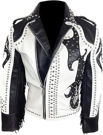 mens studded leather jacket amazon
