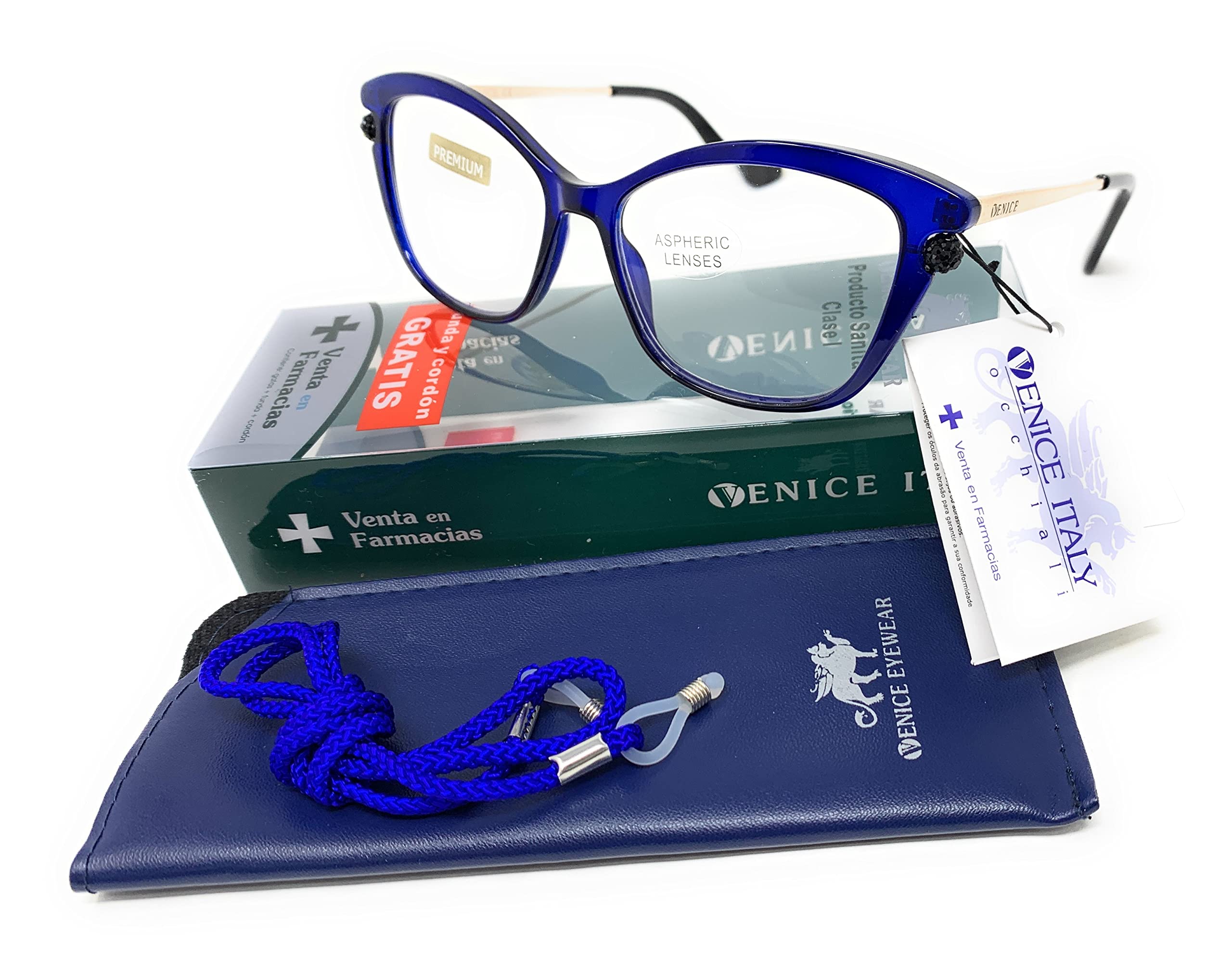 Pack de Gafas de lectura Diseño de última moda con strass. EXCLUSIVA. gafas de presbicia, vista cansada. VENICE Premium Perl - Dioptrías: 1 a 3,5