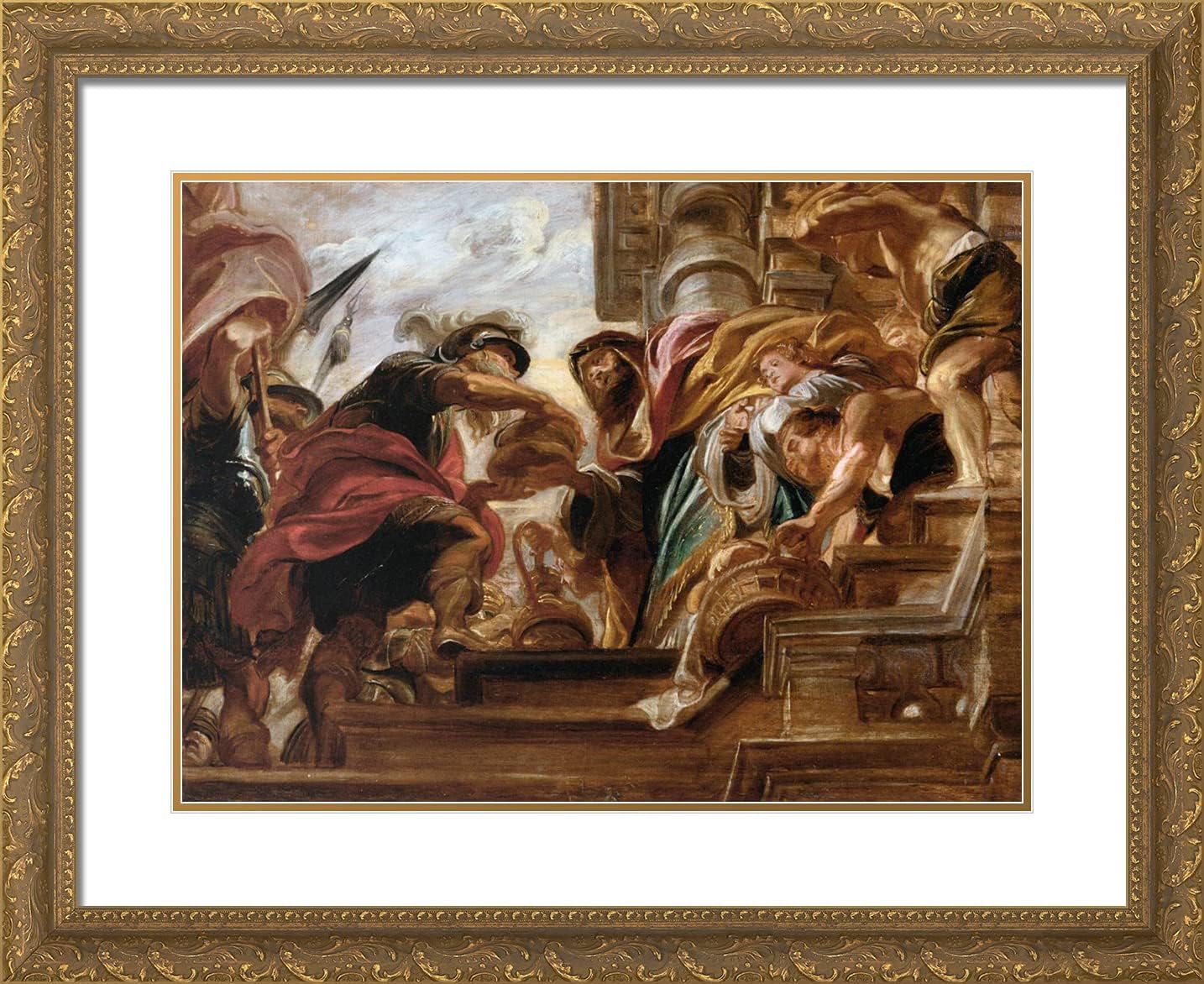 ArtDirect Rubens, Peter Paul 24x20 Gold Ornate Framed Art Print with Double Matting Titled: The Meeting of Abraham and Melchisedek