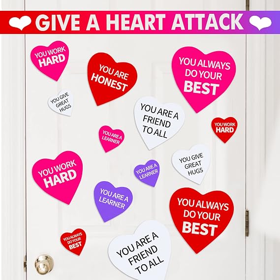 YIXAXKAO 120 Pieces Heart Cutouts Paper Hearts 4 Sizes Large Heart Paper Cut Outs for Valentine's Day Craft (Red, Pink, White, Purple)