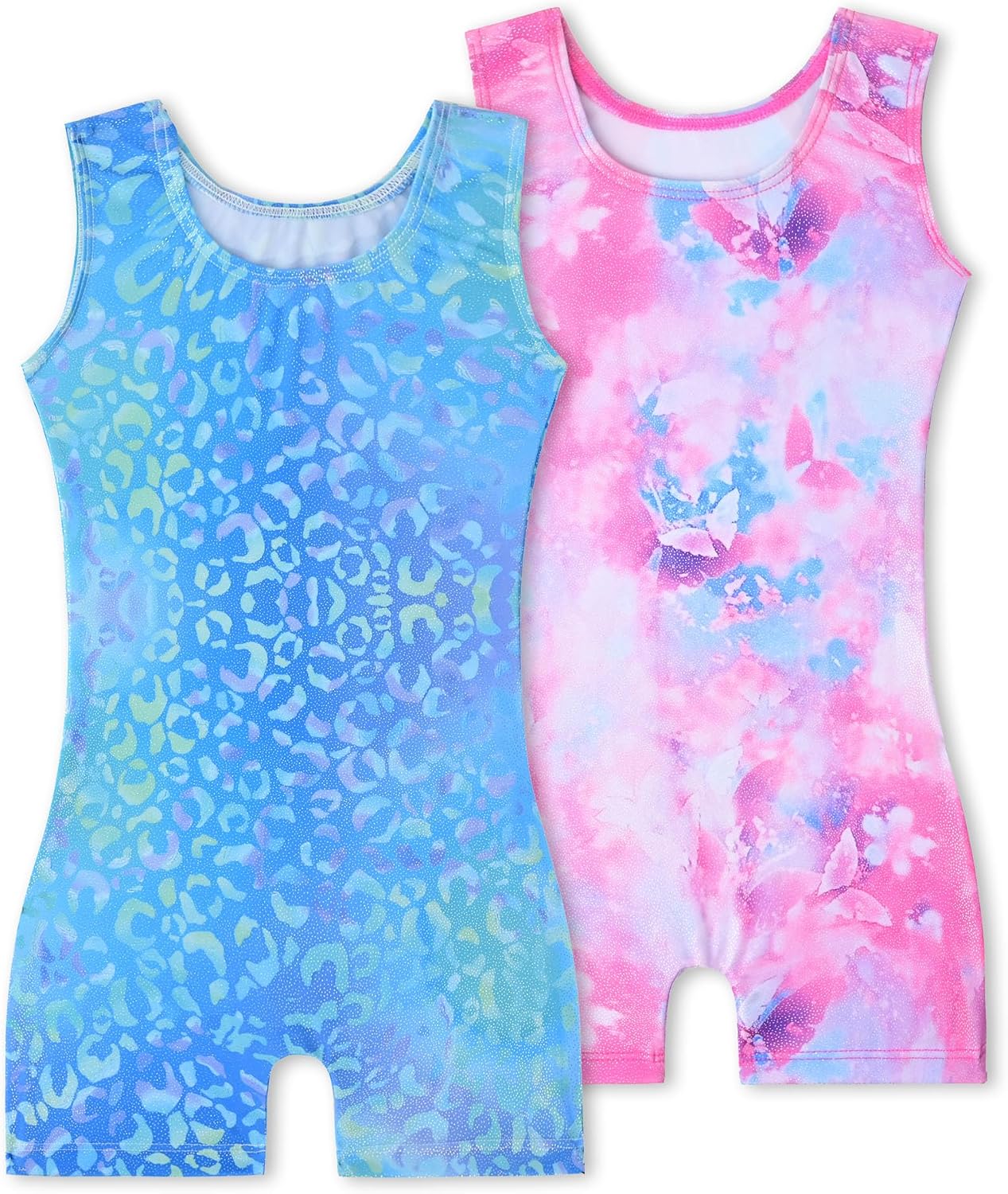 Gymnastics Leotards for Girls 2 Pack Sparkly Biketards Outfit Set image 2