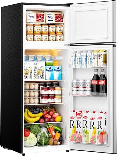 EUHOMY Refrigerador de 7.4 pies cúbicos con congelador, refrigerador de 2 puertas, gran capacidad, termostato ajustable, refrigerador para