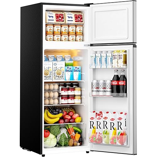 EUHOMY 7.4 Cu.Ft. Refrigerator with Freezer, 2 Door Fridge, Large Capacity,Adjustable Thermostat, Refrigerator for Kitchen/Dorm/Apartment/Garage - Food Storage or Cooling drinks, Silver