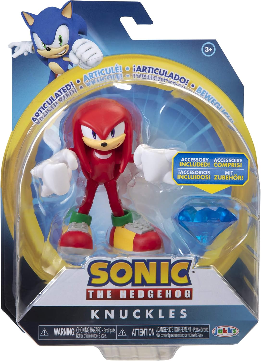 Sonic The Hedgehog 4-Inch Action Figure Modern Knuckles with Chaos Emerald Collectible Toy
