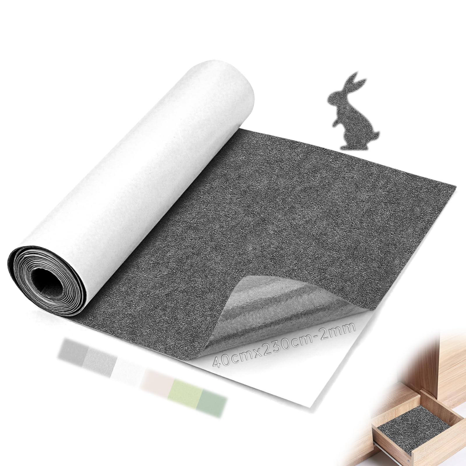 Mbsomnus Self Adhesive Felt 230cmx40cmx2mm Sticky Back Felt Grey