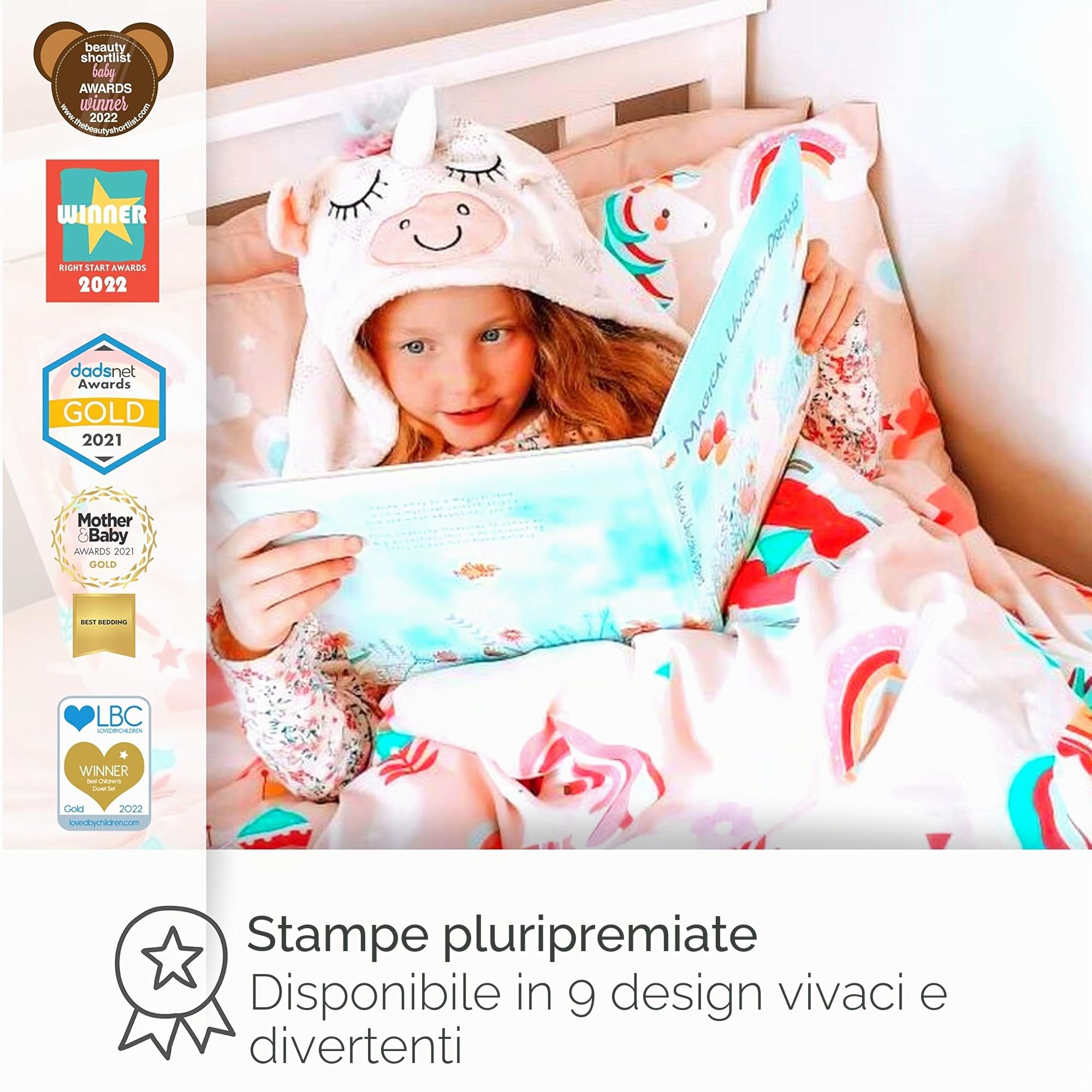 Bloomsbury Mill – Set Copripiumino Singolo Unicorno, Principessa e Arcobaleni - Lenzuola Letto Singolo Reversibile Per Ragazee – Rosa - Set di biancheria da letto - 135 cm x 200 cm e Federe