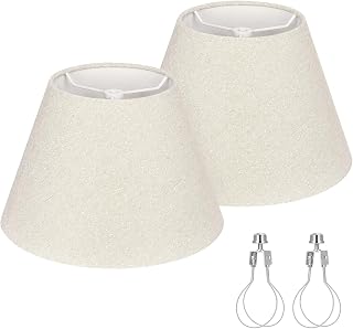 Glittery Lampshades Set of 2, 5.5"x10"x6.6" Small, Beige with Silver Thread