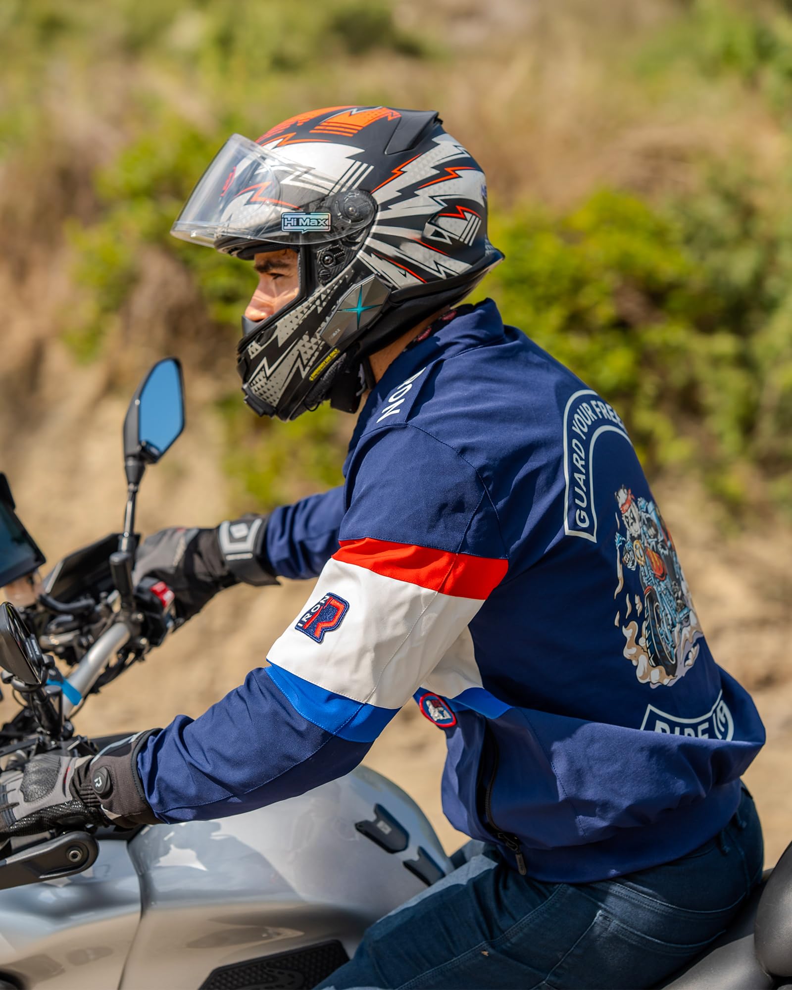RIDEIRON Blouson Moto Homme avec Protections CE – Veste Moto Homologué 4 Saisons avec Doublure Amovible, Respirant et Résistant, Design avec Broderies et Grande Impression M-XXL