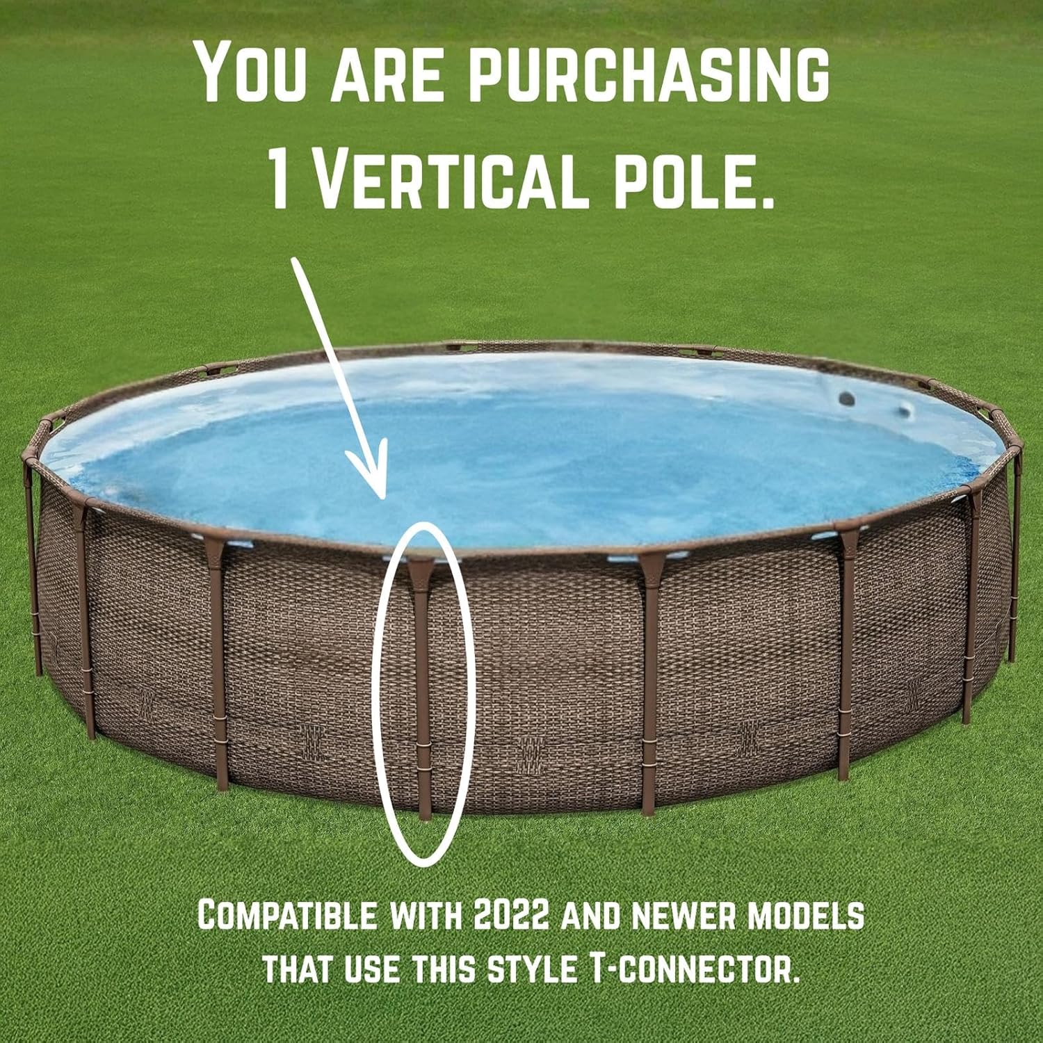 Replacement Vertical Pool Leg, Brown Oval Frame Support Bar for Coleman Power Steel 18ft x 48in Above Ground Swimming Pool (Fits 2022+ Models)