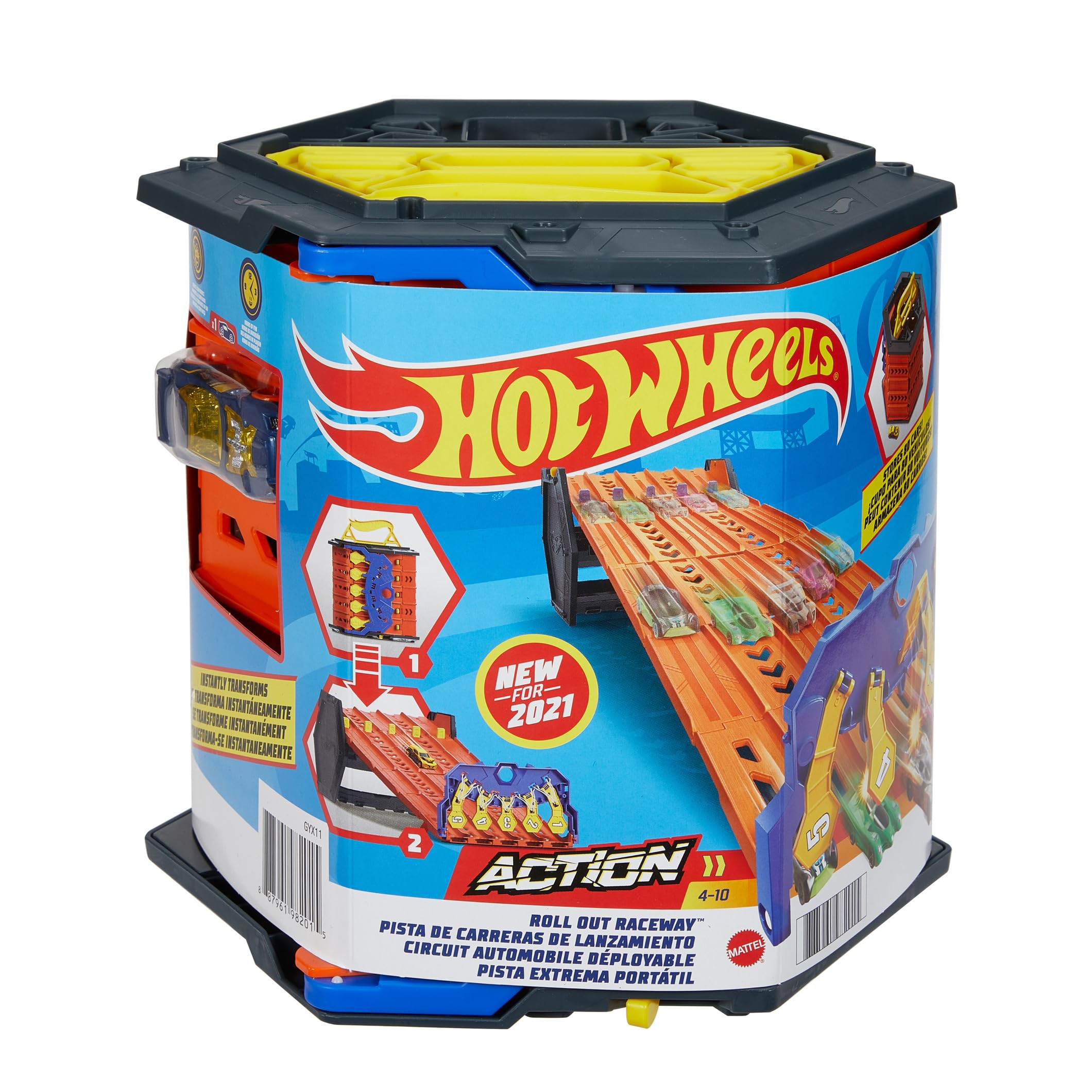 Hot Wheels Action Pista enrrollable para 5 Coches de Juguete, Incluye 1 vehículo Die-Cast, Regalo para niños y niñas +4 años (Mattel GYX11)