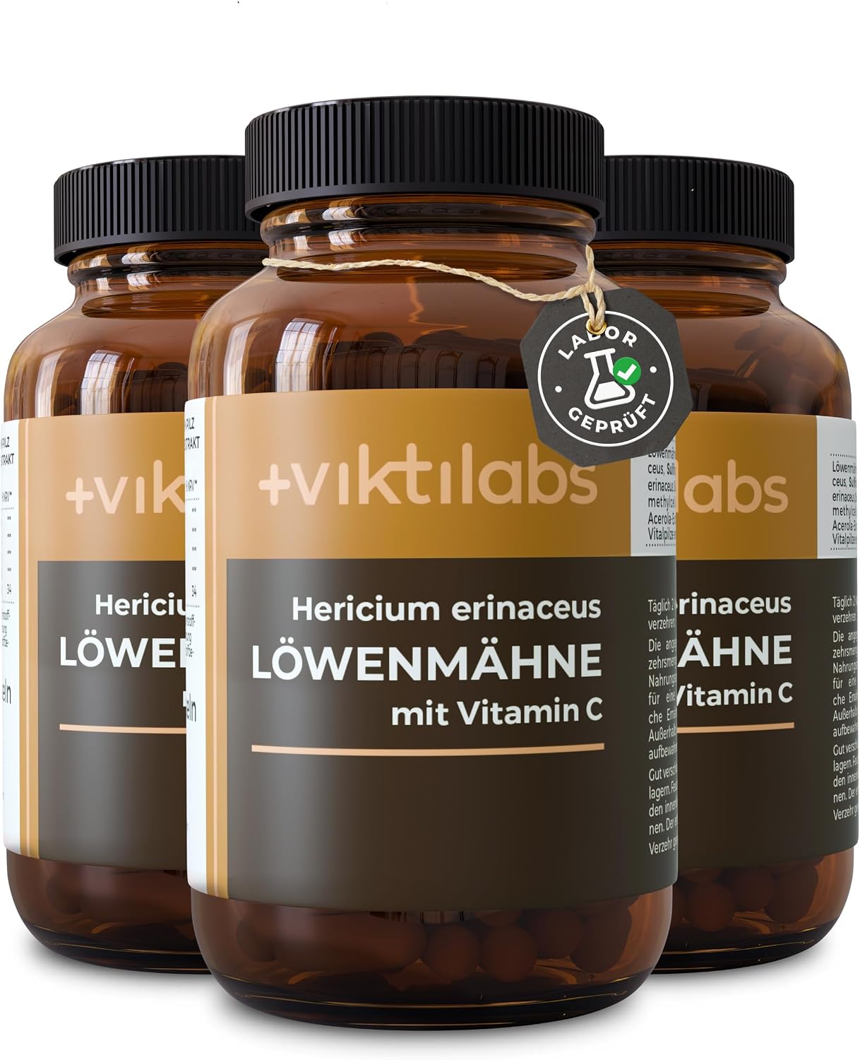 Lion Mane Capsules with Acerola - 1000 mg Vital Mushroom Extract & Vitamin C High dose - lion mane extract with 300 mg polysaccharides - 2 capsules per day - 60 vegan capsules - no additives
