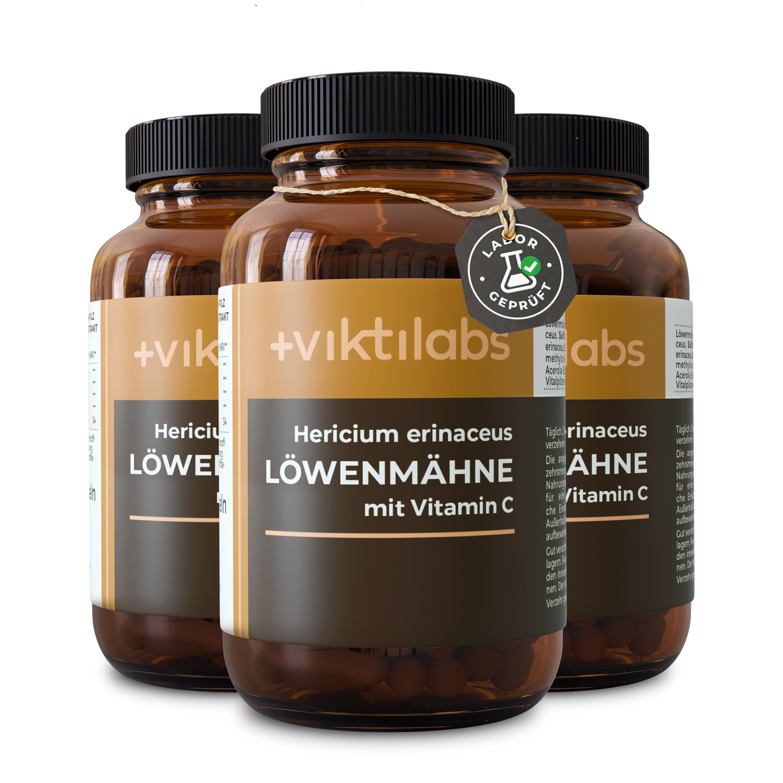 Löwenmähne Kapseln mit Acerola - 1000 mg Vitalpilz Extrakt & Vitamin C | Hochdosiert - Löwenmähne Extrakt mit 300 mg Polysacchariden - 2 Kapseln pro Tag - 60 vegane Kapseln - ohne Zusatzstoffe