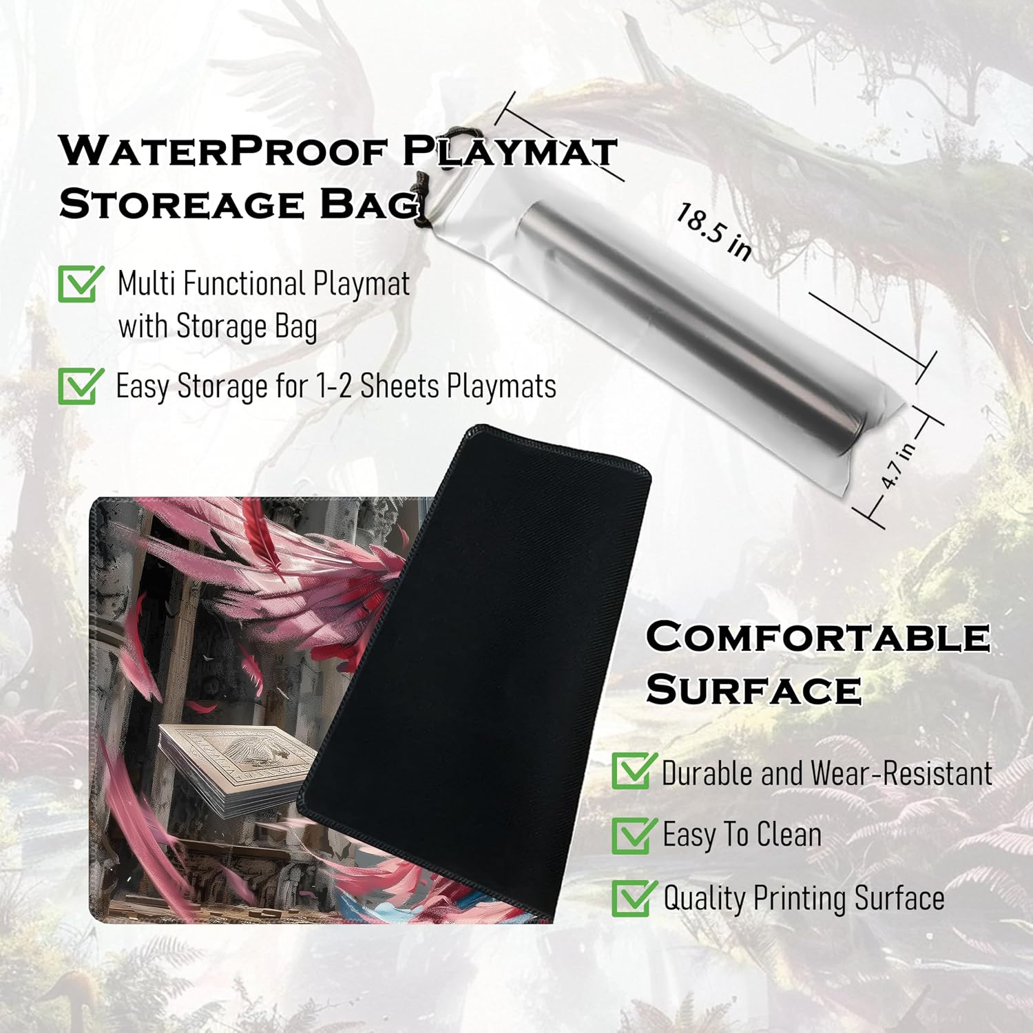 Playmat MTG 24” x 14”, Magic Unique Art Playmat with Zones, Fits MTG Foundations, Poké, TCG, Yu-Gi-Oh!, Lorcana & Middle Earth Card Mat, Ultra Pro Quality, Free Storage Bag (God of Death) image 2