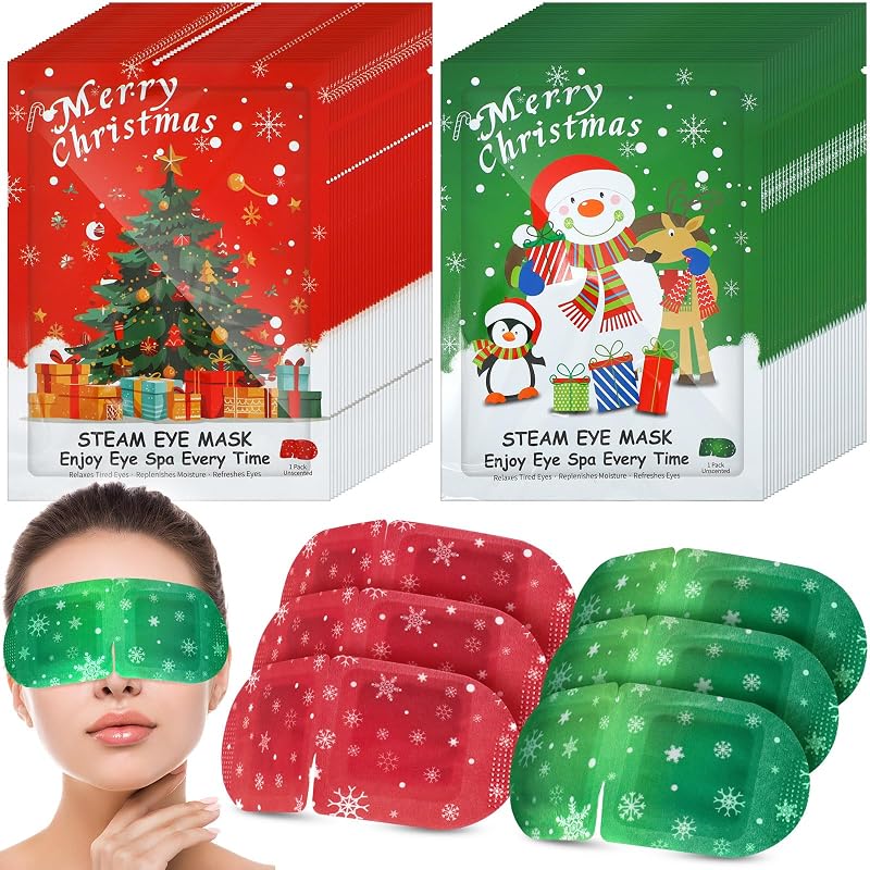 Máscaras térmicas descartáveis para os olhos Demissle, vermelha e verde, pacote com 60