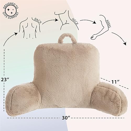 Miniatura 3 de Urban Shop Almohada de respaldo de piel sintética de conejo, color gris pardo