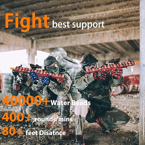 Vista 15 de JIFTOK - Pistola eléctrica de bolas de gel, lanzador automático de bolas de salpicaduras de alta velocidad con más de 60000 y gafas, juguetes