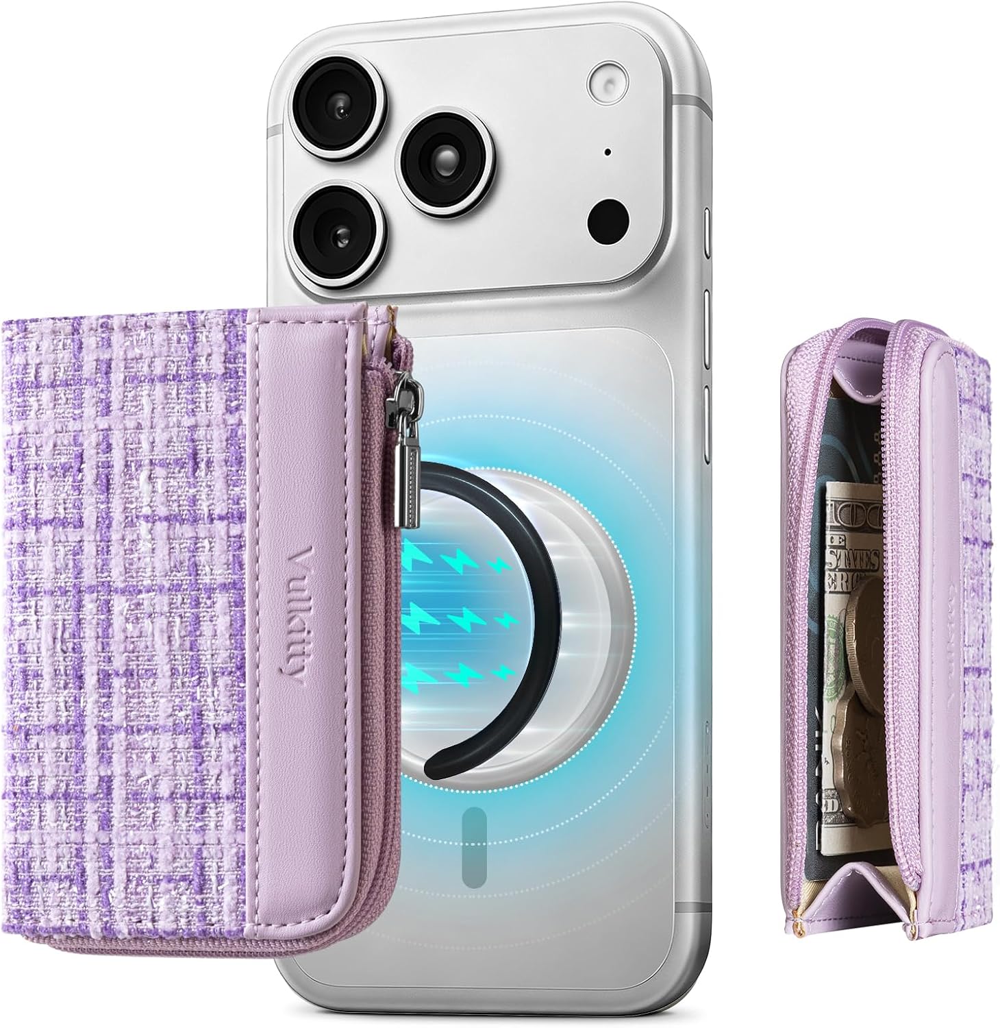Vulkitty Magnetic Phone Wallet with Strong Magnet Rings for Women
