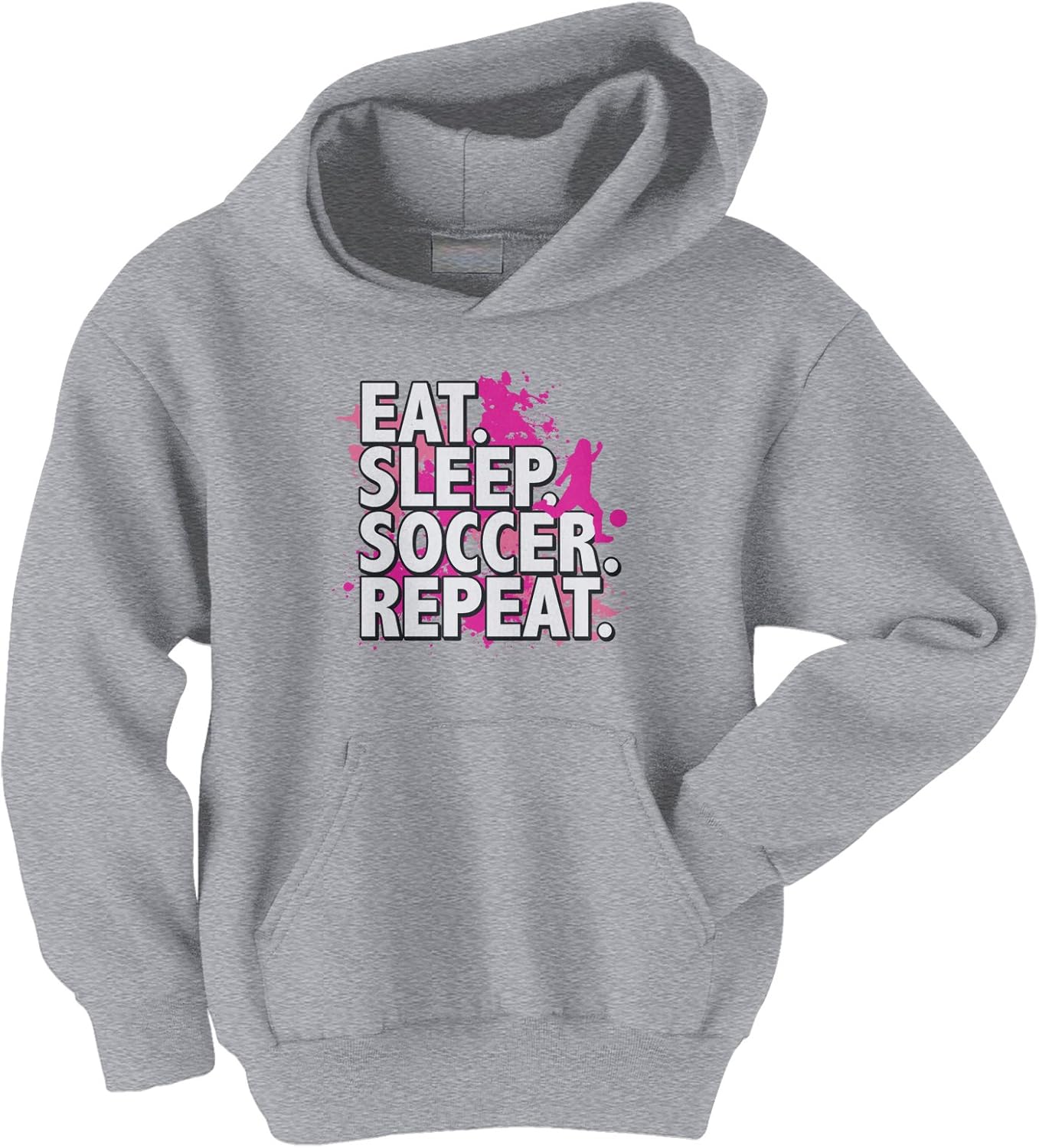 Threadrock Big Girls' Eat Sleep Soccer Repeat Youth Hoodie Sweatshirt