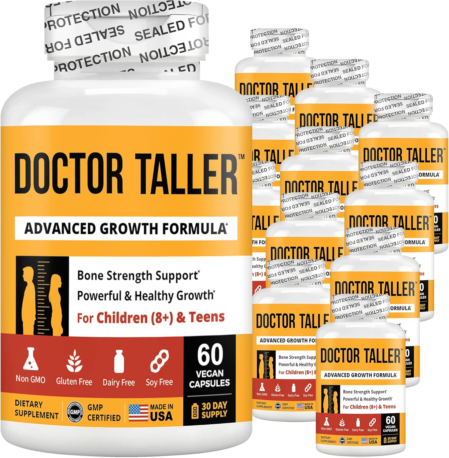 NuBest Doctor Taller – Height Growth Formula – Supports Height Growth and Immunity – Keto with Calcium, Vitamin D3, Vitamin K2, Amino Acids & Herbs for Children (8+) – 12 Pack | 12 Month Supply