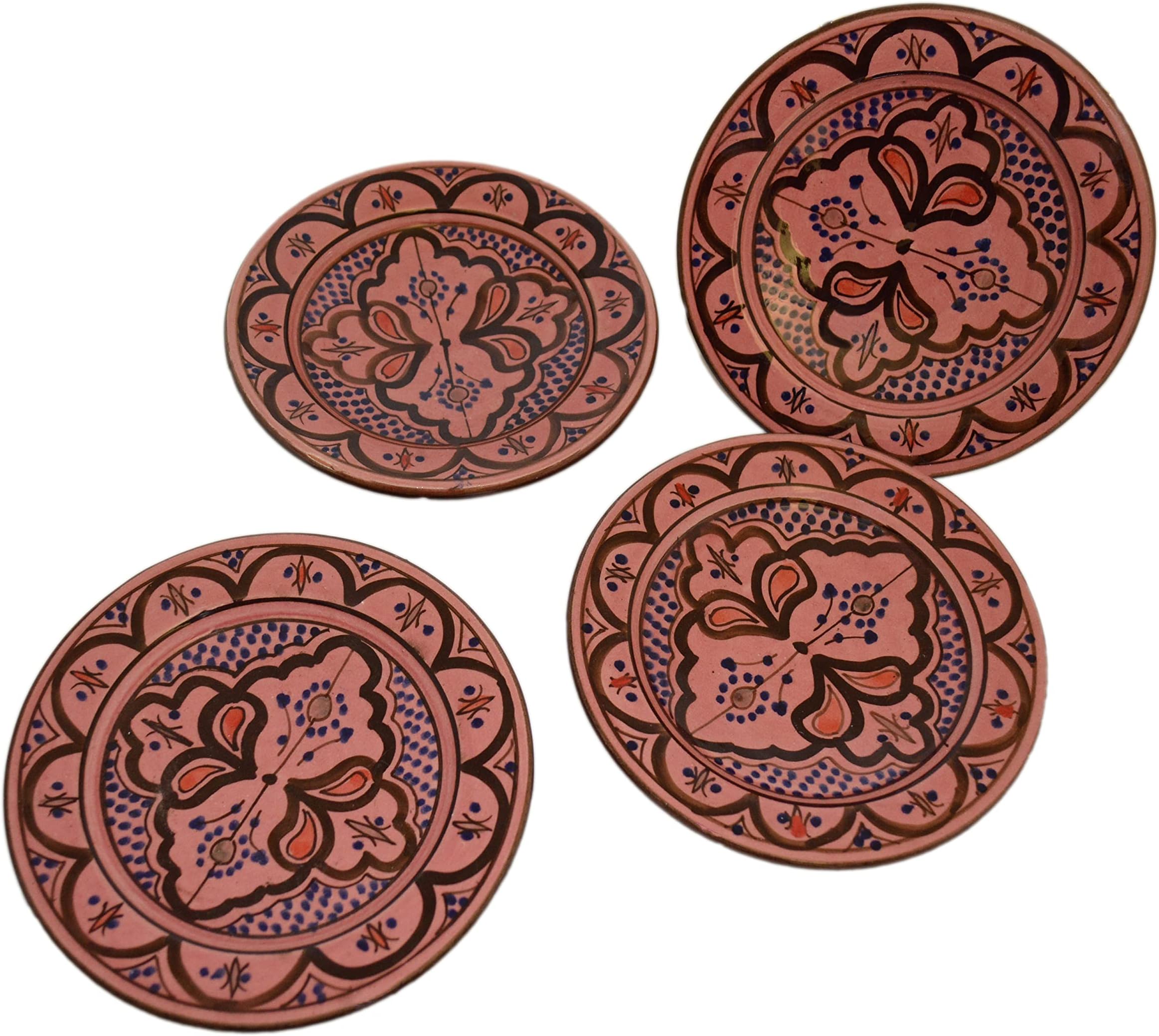 Moroccan Ceramic Plates Handmade Appetizer Tapas Serving Set of Four
