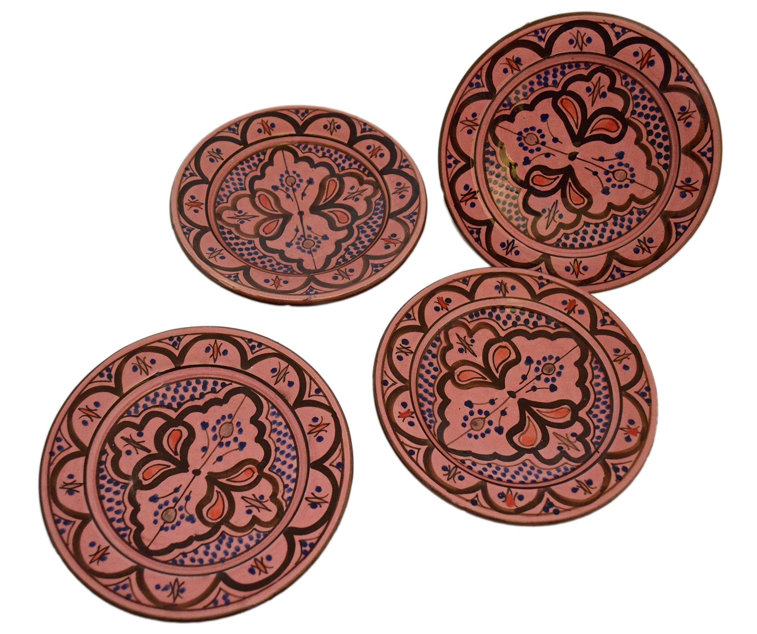 Moroccan Ceramic Plates Handmade Appetizer Tapas Serving Set of Four