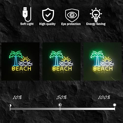 Miniatura 3 de Letrero de neón Beach - Life: decoración tropical para una playa vibrante - Ambiente inspirado