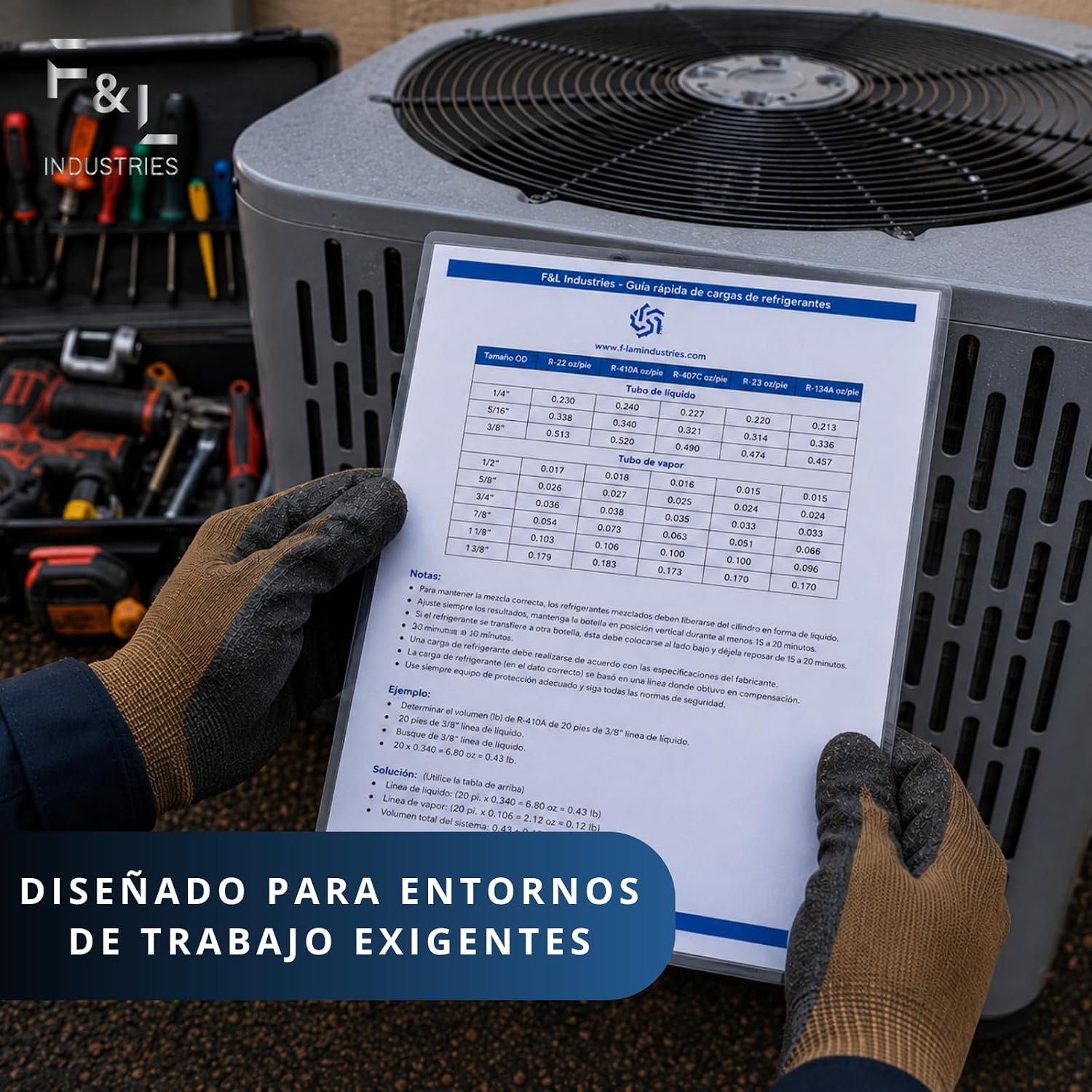 F&L HVAC Quick Reference Cards - Refrigerant Charging and Troubleshooting Guide for Air Conditioners and Heat Pumps - Double-Sided, Waterproof (4 Cards) (HVAC Chart ES-Spanish)